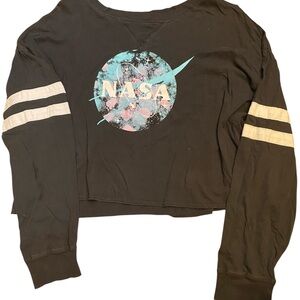 NASA Black Cropped Shirt